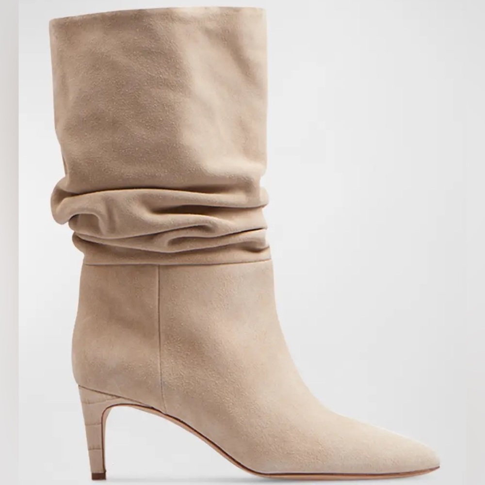 Paris Texas Calf Suede Slouchy Boot in Angora